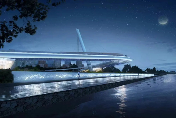 國內懸挑跨度最大園林構筑物在天津合龍